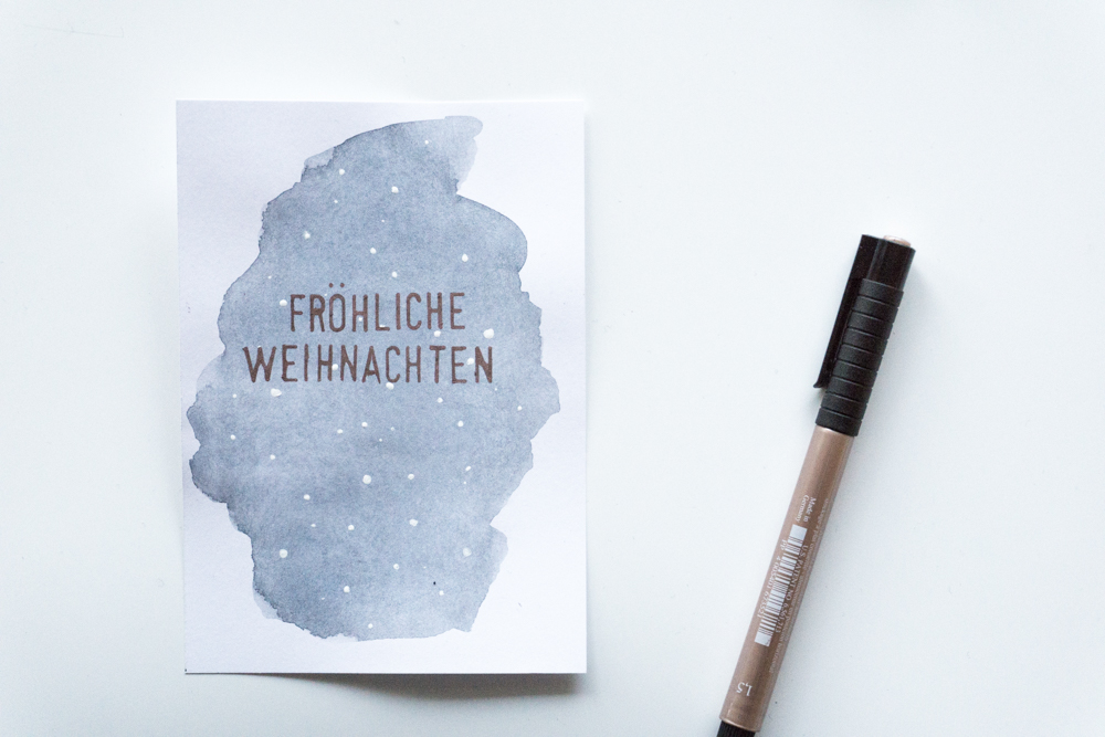 Aquarell Weihnachtskarten Basteln | Schereleimpapier DIY